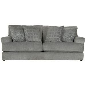 Bowery Hill Two Seat Sofa with Cuddler Cushions in Gray Polyester Fabric