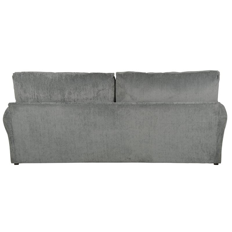Bowery Hill Two Seat Sofa with Cuddler Cushions in Gray Polyester Fabric
