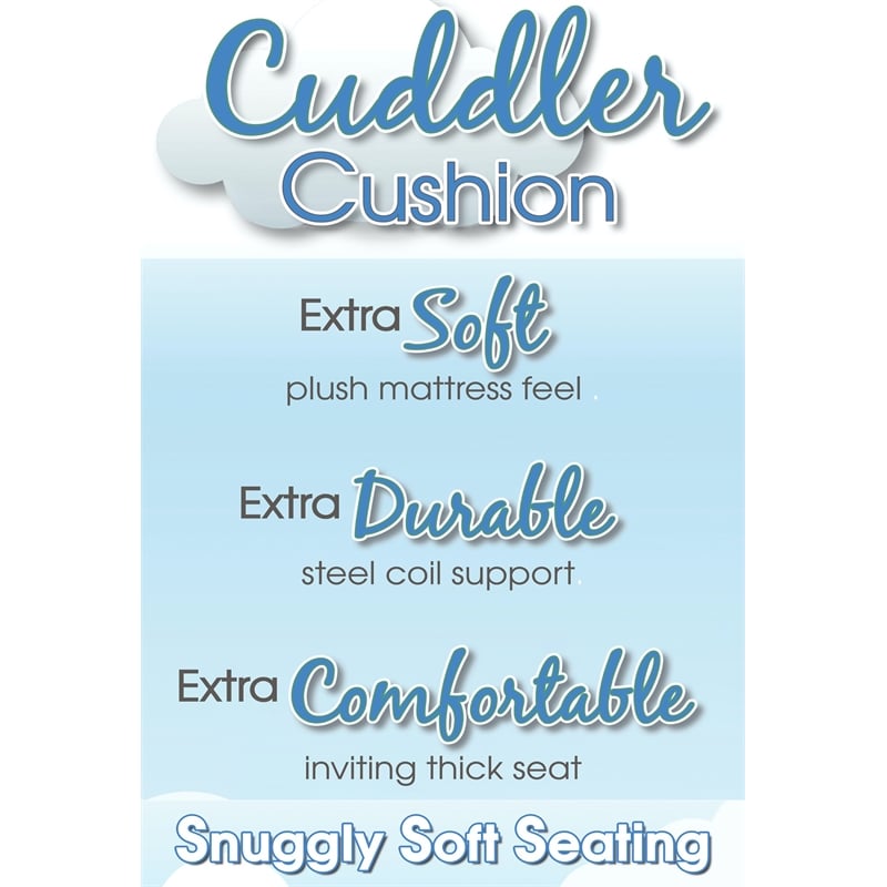 Bowery Hill Two Seat Sofa with Cuddler Cushions in Gray Polyester Fabric