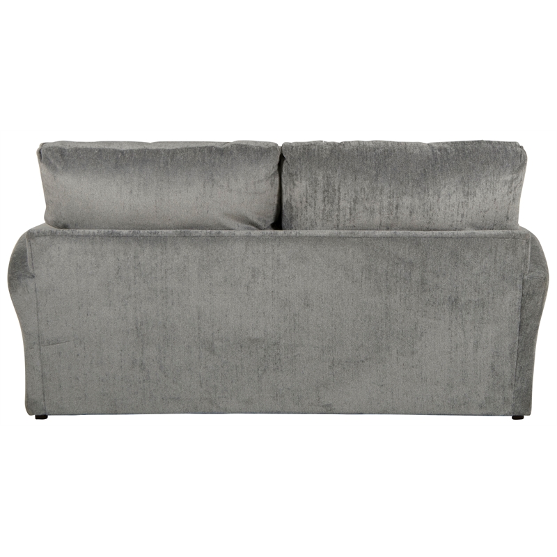 Bowery Hill Loveseat with Cuddler Cushions in Gray Polyester Fabric