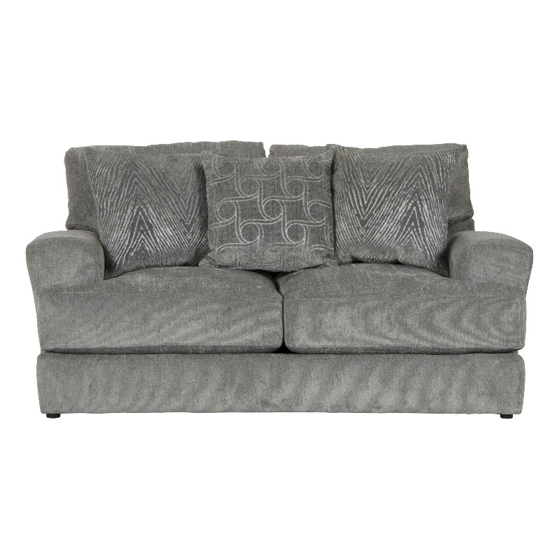 Bowery Hill Loveseat with Cuddler Cushions in Gray Polyester Fabric