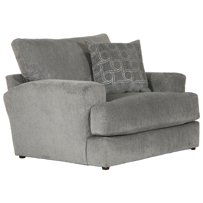 Bowery Hill Chair & 1/2 with Cuddler Cushion in Gray Polyester Fabric