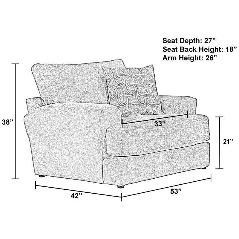 Bowery Hill Chair & 1/2 with Cuddler Cushion in Gray Polyester Fabric