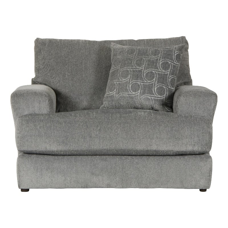 Bowery Hill Chair & 1/2 with Cuddler Cushion in Gray Polyester Fabric