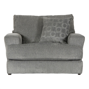 Bowery Hill Chair & 1/2 with Cuddler Cushion in Gray Polyester Fabric