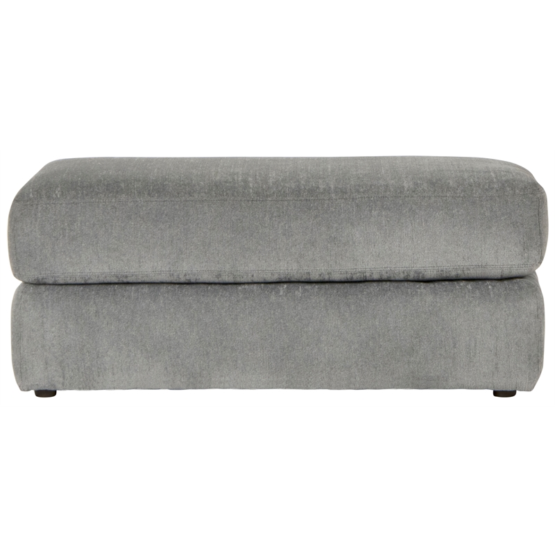 Bowery Hill Traditional Rectangular Ottoman in Gray Polyester Fabric