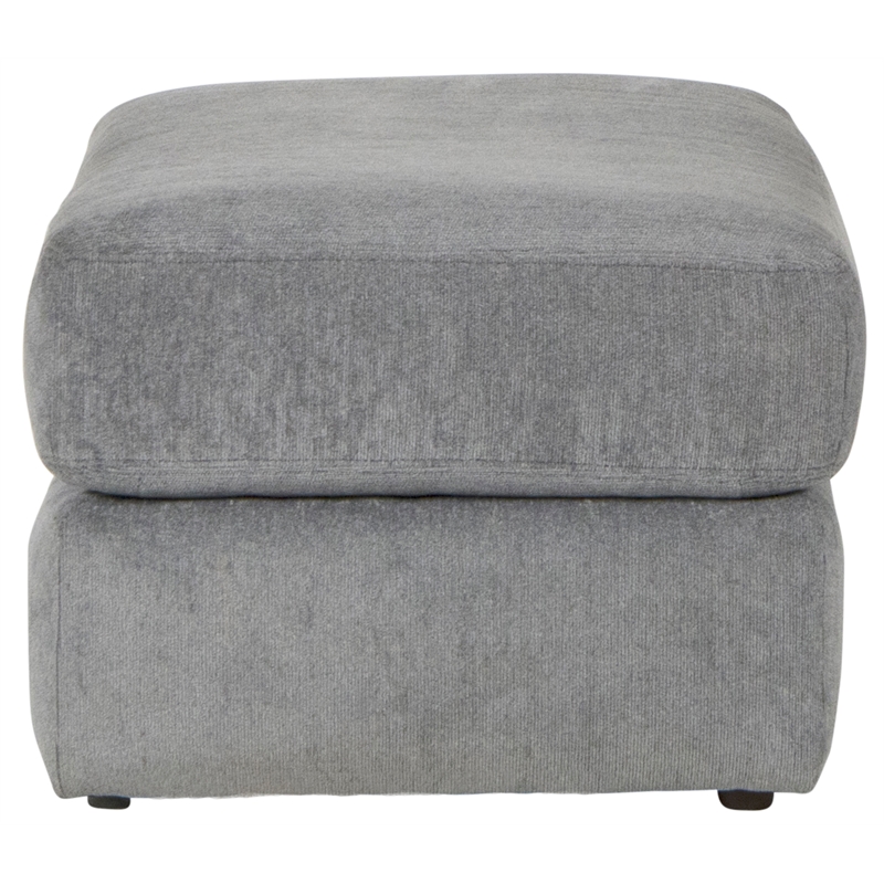 Bowery Hill Traditional Rectangular Ottoman in Gray Polyester Fabric