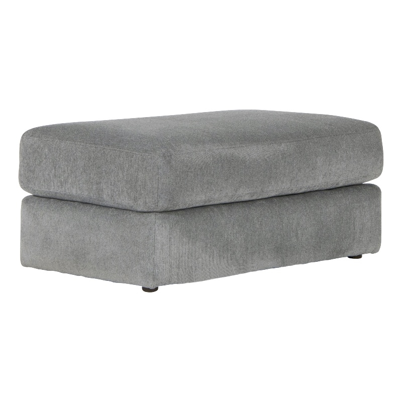 Bowery Hill Traditional Rectangular Ottoman in Gray Polyester Fabric