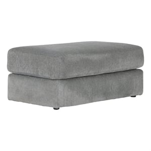 Bowery Hill Traditional Rectangular Ottoman in Gray Polyester Fabric