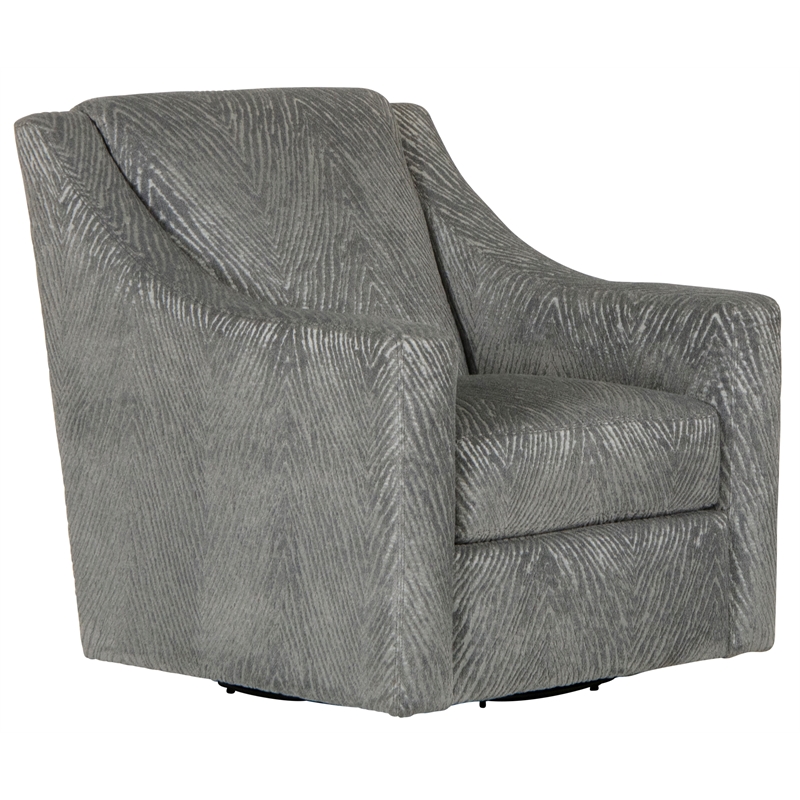 Bowery Hill Traditional Swivel Accent Chair in Gray Polyester Fabric