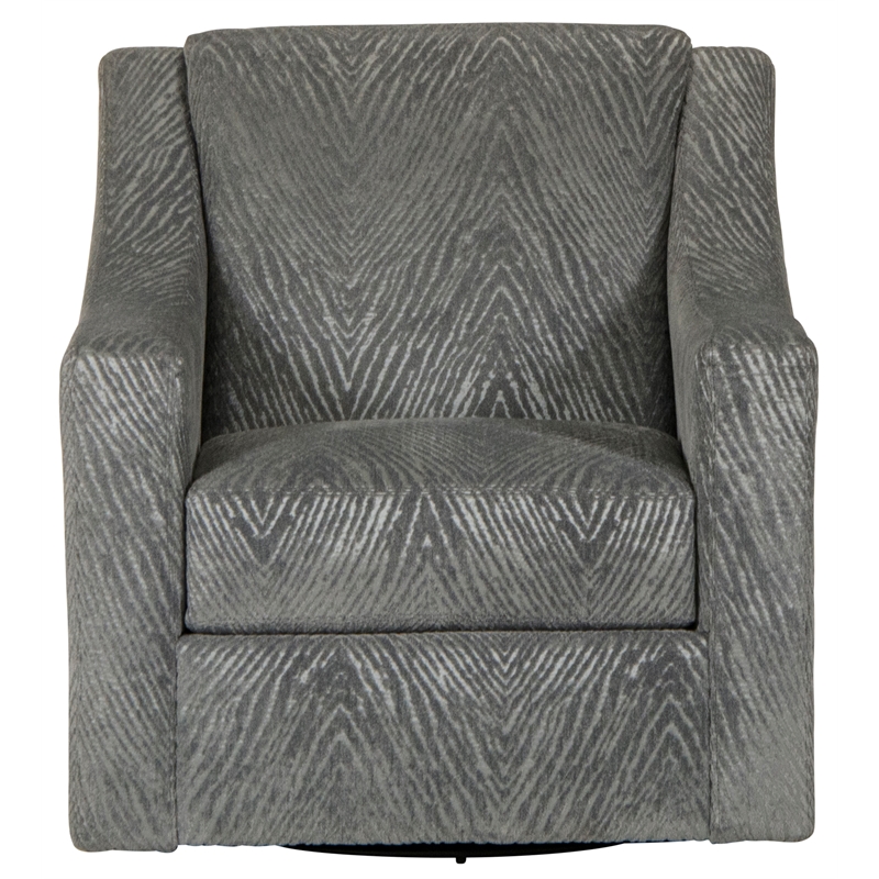 Bowery Hill Traditional Swivel Accent Chair in Gray Polyester Fabric