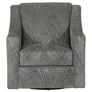 Bowery Hill Traditional Swivel Accent Chair in Gray Polyester Fabric