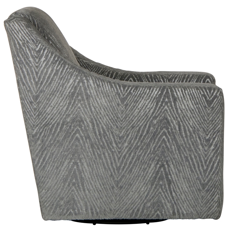 Bowery Hill Traditional Swivel Accent Chair in Gray Polyester Fabric
