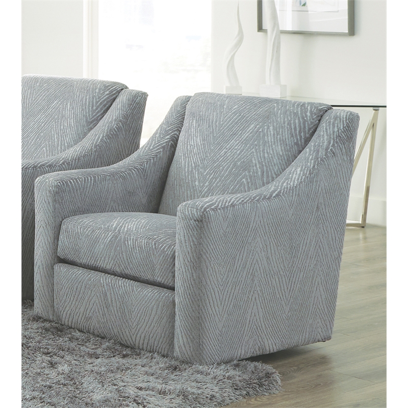 Bowery Hill Traditional Swivel Accent Chair in Gray Polyester Fabric