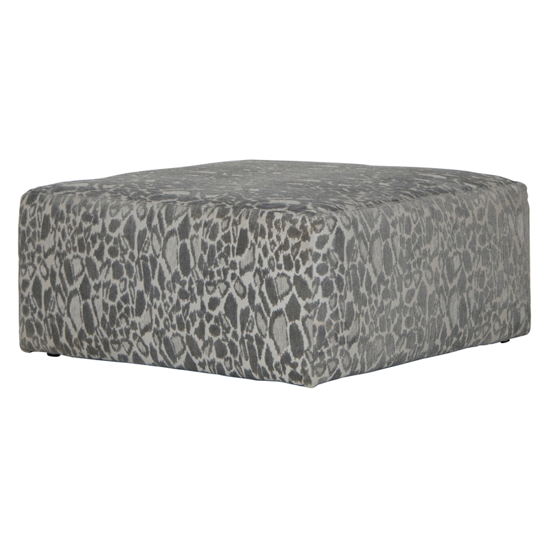 Bowery Hill Accent Cocktail Ottoman in Gray Polyester Fabric