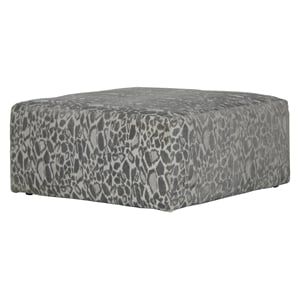 Bowery Hill Accent Cocktail Ottoman in Gray Polyester Fabric