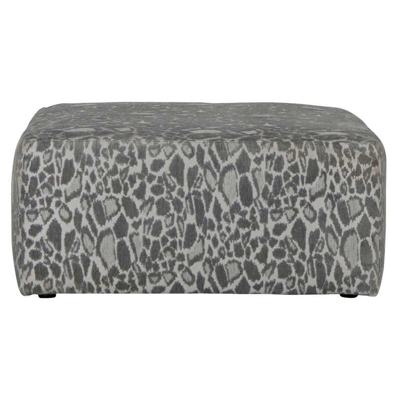 Bowery Hill Accent Cocktail Ottoman in Gray Polyester Fabric