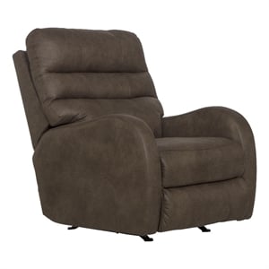 Bowery Hill Power Rocker Recliner with USB Charging Port in Brown Fabric