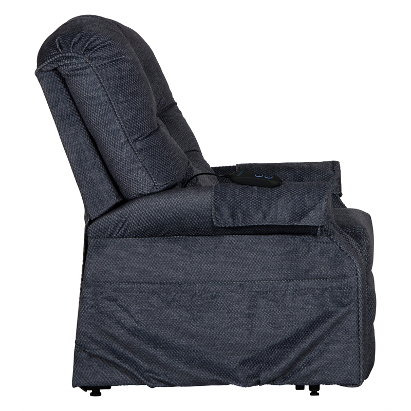 Bowery Hill Power Lift Assist Lay Flat Recliner in Blue Polyester Fabric