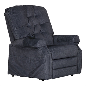 Bowery Hill Power Lift Assist Lay Flat Recliner in Blue Polyester Fabric
