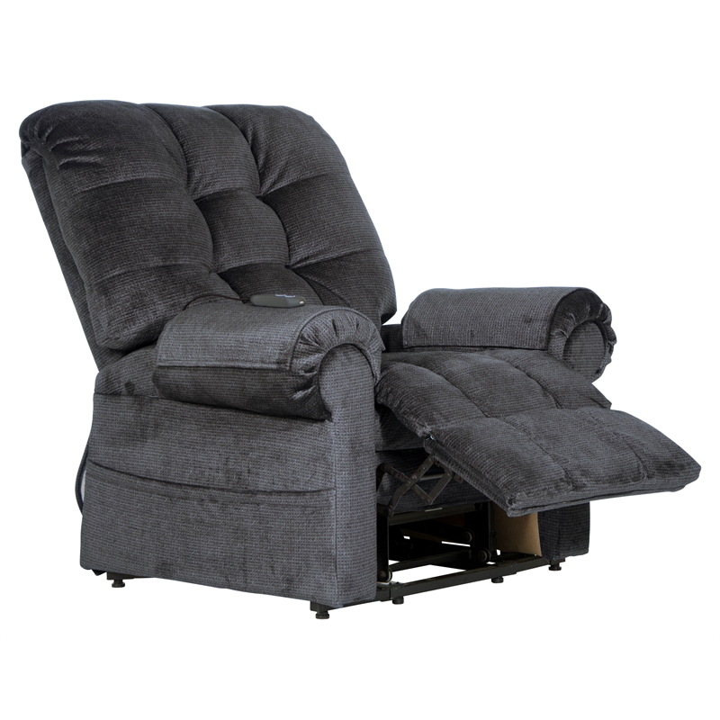 Bowery Hill Power Lift Assist Lay Flat Recliner in Blue Polyester Fabric