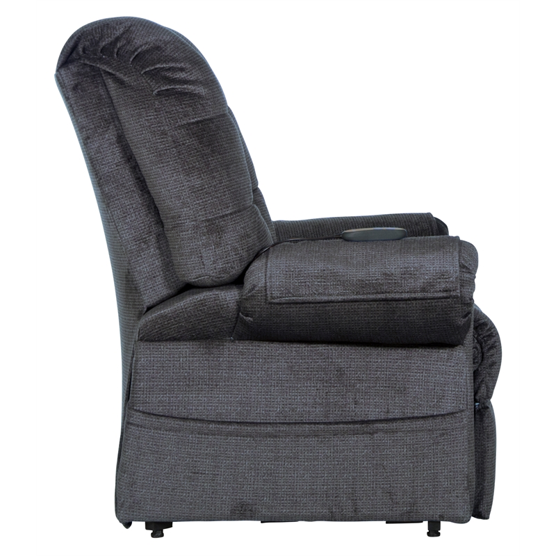 Bowery Hill Power Lift Assist Lay Flat Recliner in Blue Polyester Fabric
