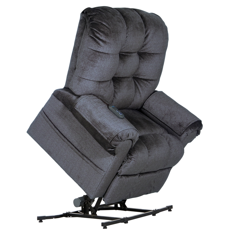 Bowery Hill Power Lift Assist Lay Flat Recliner in Blue Polyester Fabric