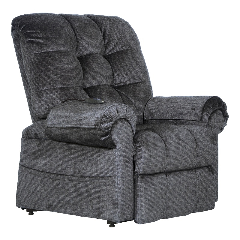 Bowery Hill Power Lift Assist Lay Flat Recliner in Blue Polyester Fabric