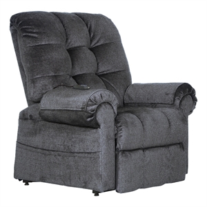 Bowery Hill Power Lift Assist Lay Flat Recliner in Blue Polyester Fabric
