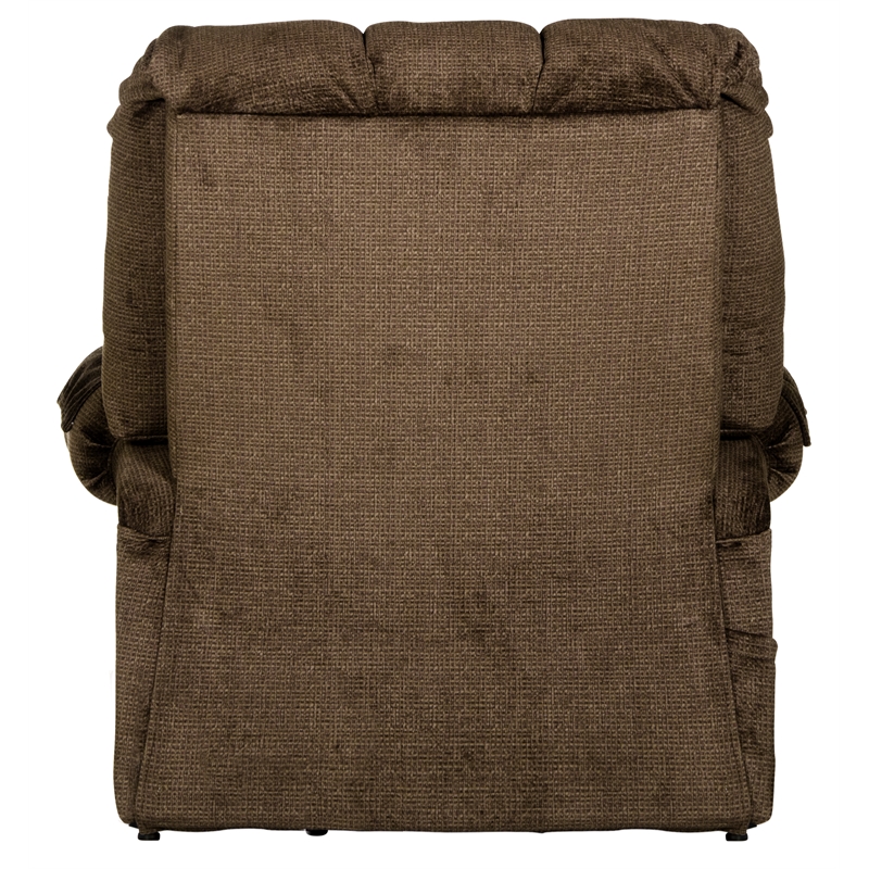 Bowery Hill Power Lift Assist Lay Flat Recliner in Brown Polyester Fabric