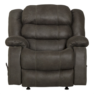 Bowery Hill Rocker Recliner with Dual Cupholders in Gray Polyester Fabric