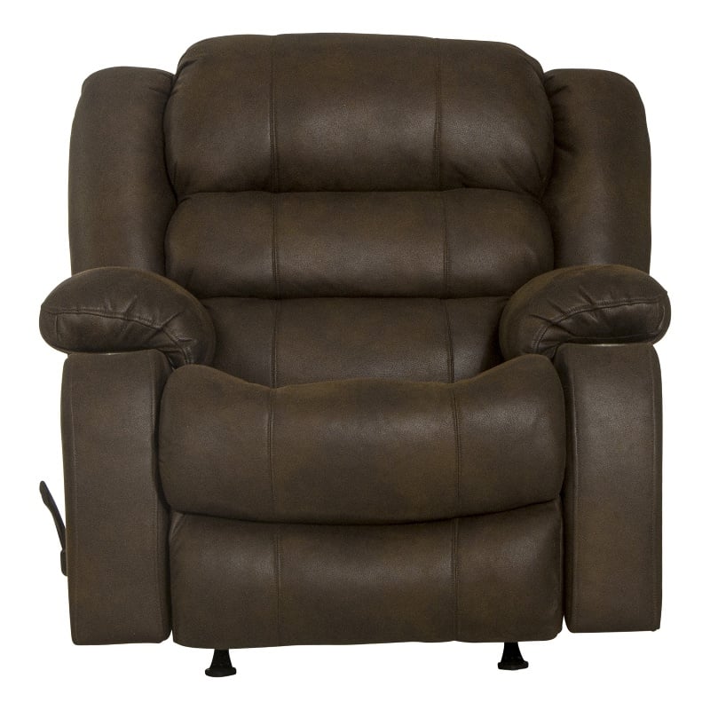 Bowery Hill Rocker Recliner with Dual Cupholders in Brown Polyester Fabric
