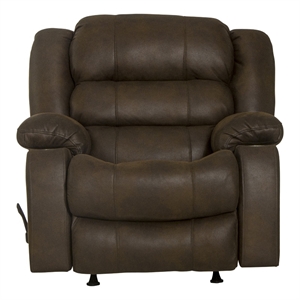 Bowery Hill Rocker Recliner with Dual Cupholders in Brown Polyester Fabric