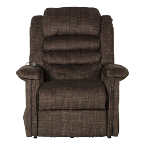 Bowery Hill Power Lift Assist Recliner in Brown Polyester Fabric