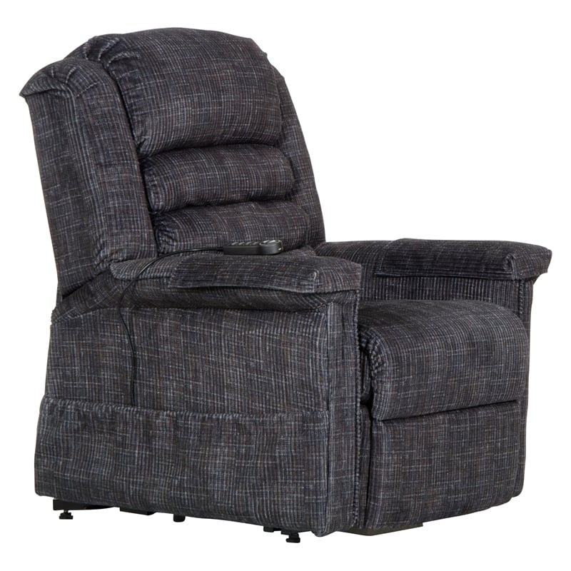 Bowery Hill Power Lift Assist Recliner in Blue Polyester Fabric