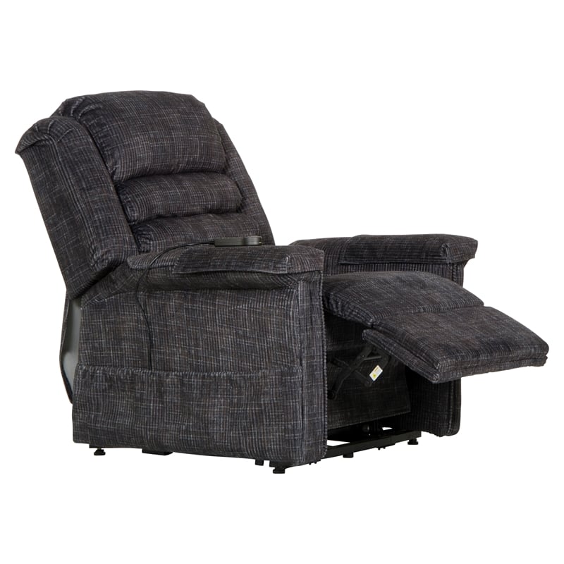Bowery Hill Power Lift Assist Recliner in Blue Polyester Fabric