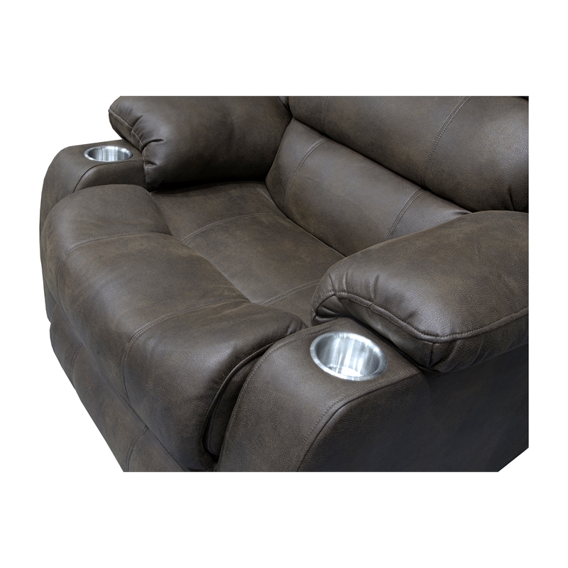 Bowery Hill Power Lift Recliner with Heat & Massage in Gray Polyester Fabric