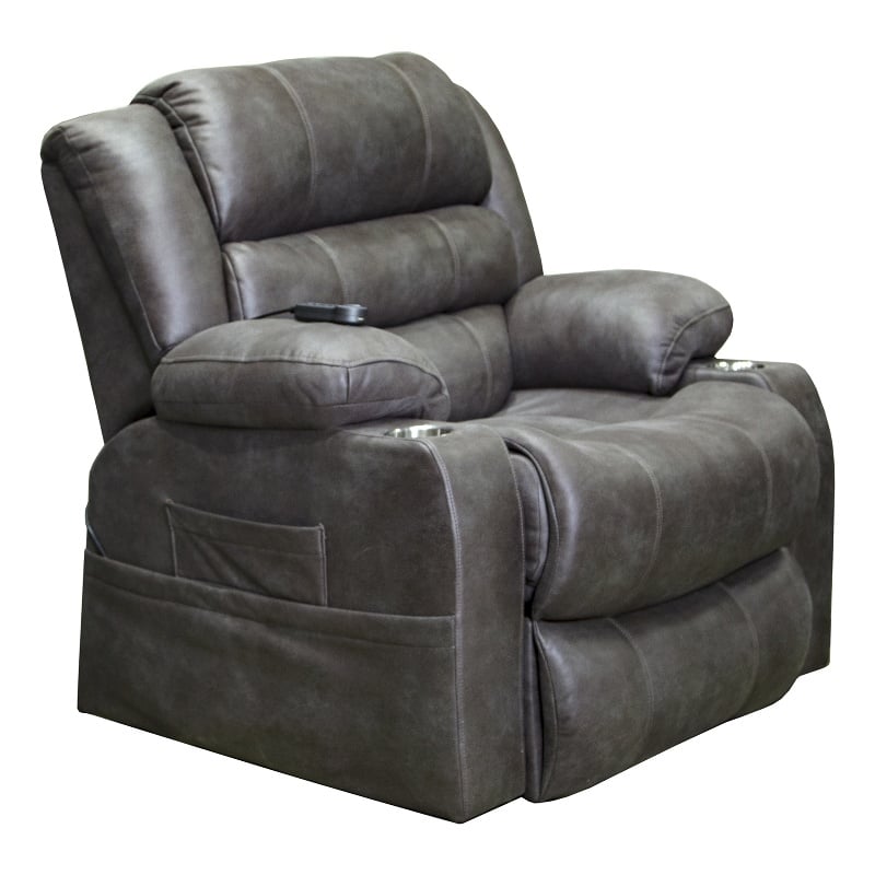 Bowery Hill Power Lift Recliner with Heat & Massage in Gray Polyester Fabric