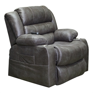 Bowery Hill Power Lift Recliner with Heat & Massage in Gray Polyester Fabric