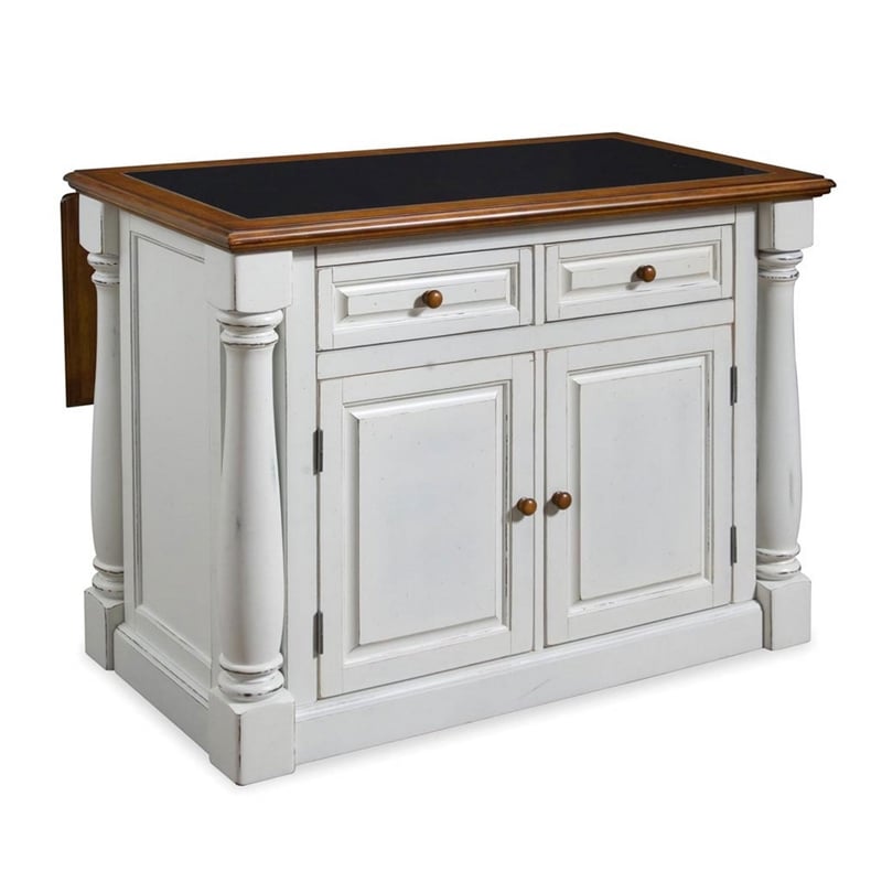 Bowery Hill Farmhouse Wood Kitchen Island in Antique White Finish