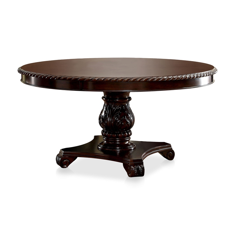 Bowery Hill Traditional Wood Pedestal Dining Table in Brown Cherry
