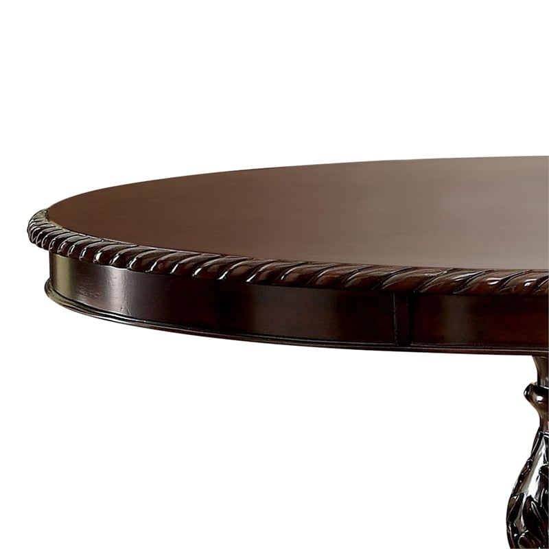 Bowery Hill Traditional Wood Pedestal Dining Table in Brown Cherry