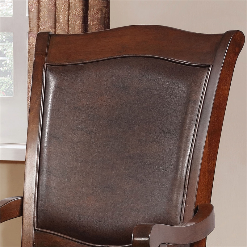 Bowery Hill Traditional Wood Dining Arm Chair in Brown Cherry (Set of 2)