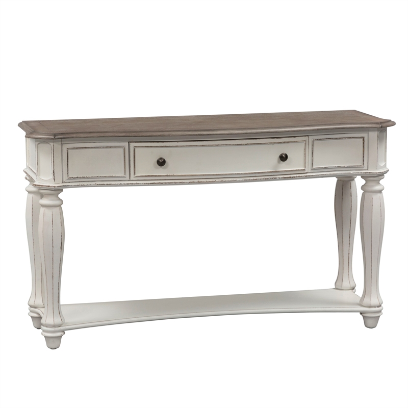 Bowery Hill Traditional Magnolia Manor White Wood Sofa Table