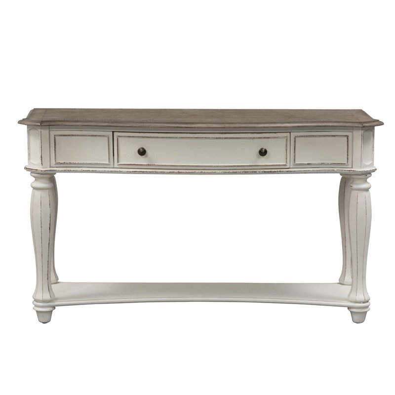 Bowery Hill Traditional Magnolia Manor White Wood Sofa Table
