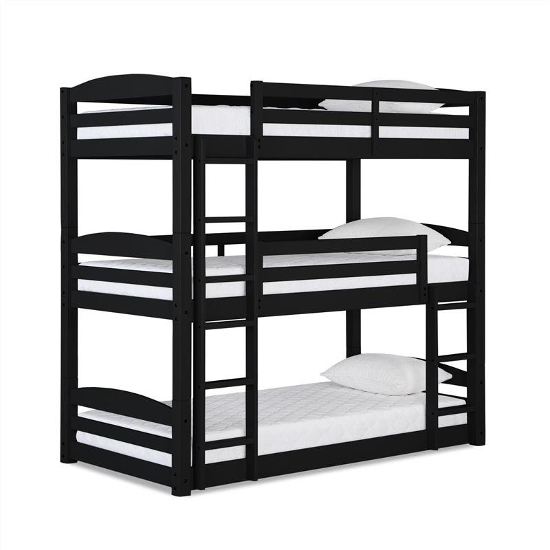 Bowery Hill Transitional Wood Triple Floor Bunk Bed in Black