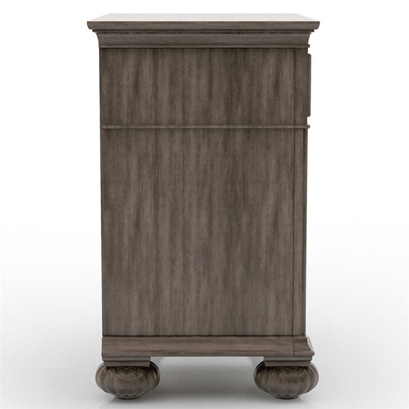 Bowery Hill Traditional Solid Wood 3-Drawer Nightstand in Gray