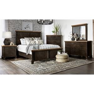 Bowery Hill Farmhouse Chocolate and Honey Brown Queen 4-Piece Bedroom Set