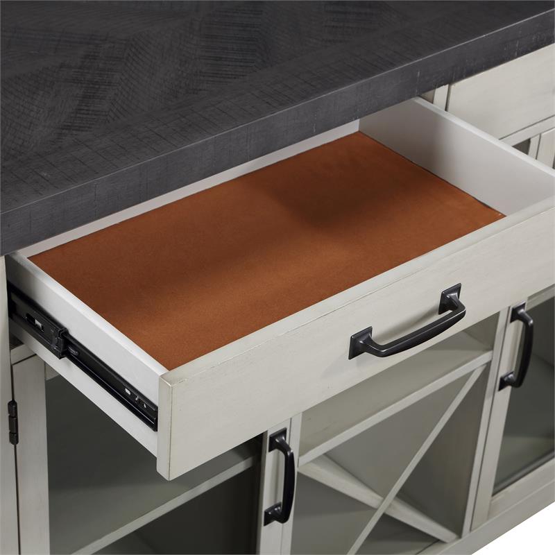 Bowery Hill Stone Gray and Charcoal Wood 7-Piece Dining Set with Server