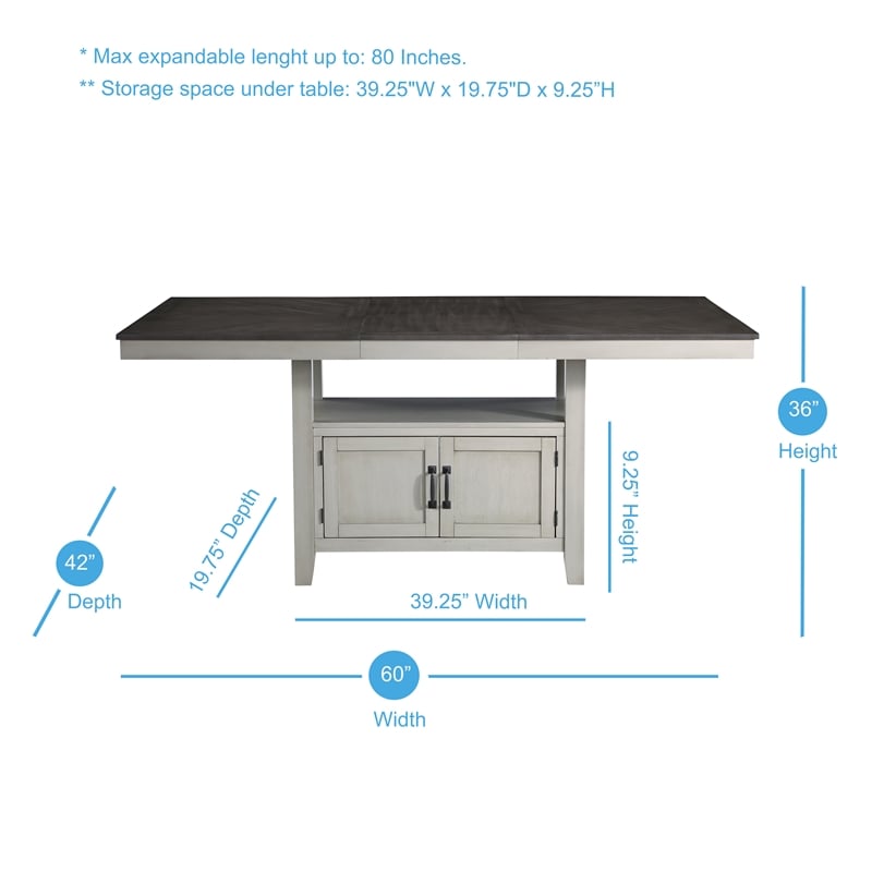 Bowery Hill Stone Gray and Charcoal Wood 7-Piece Dining Set with Server
